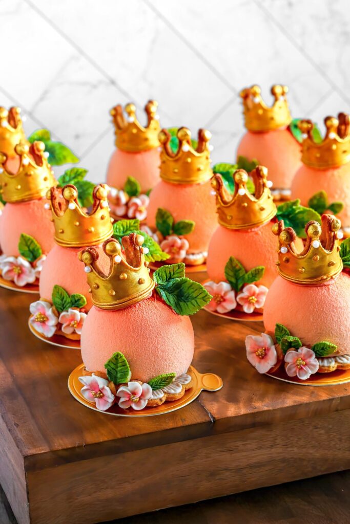 I made “Princess Peach” mousse cakes (entremets)