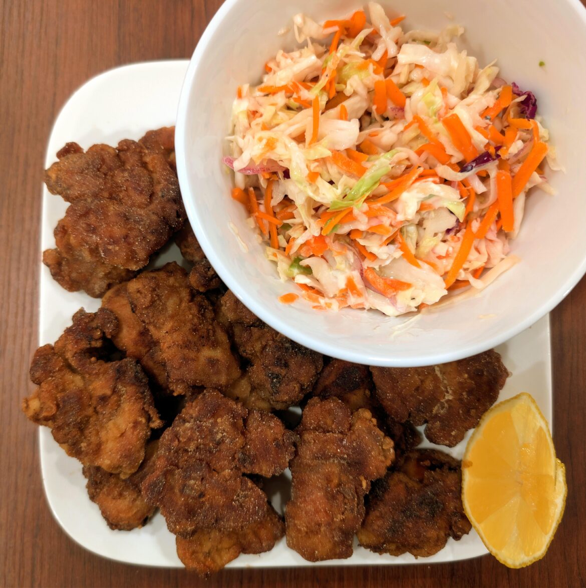 [Homemade] Karaage Chicken with Coleslaw