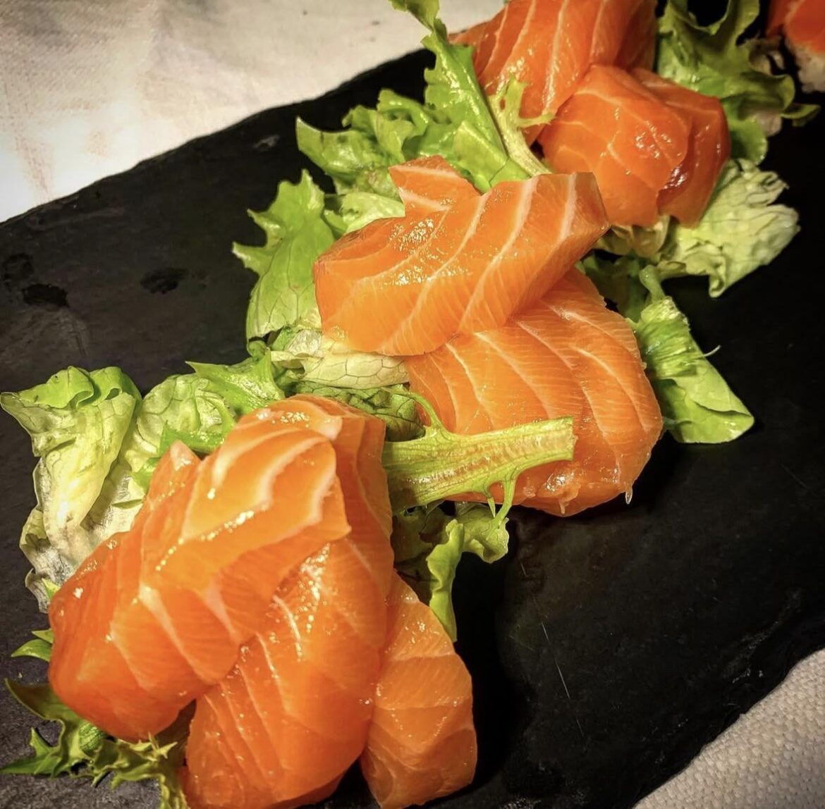 Salmon sashimi in Milan