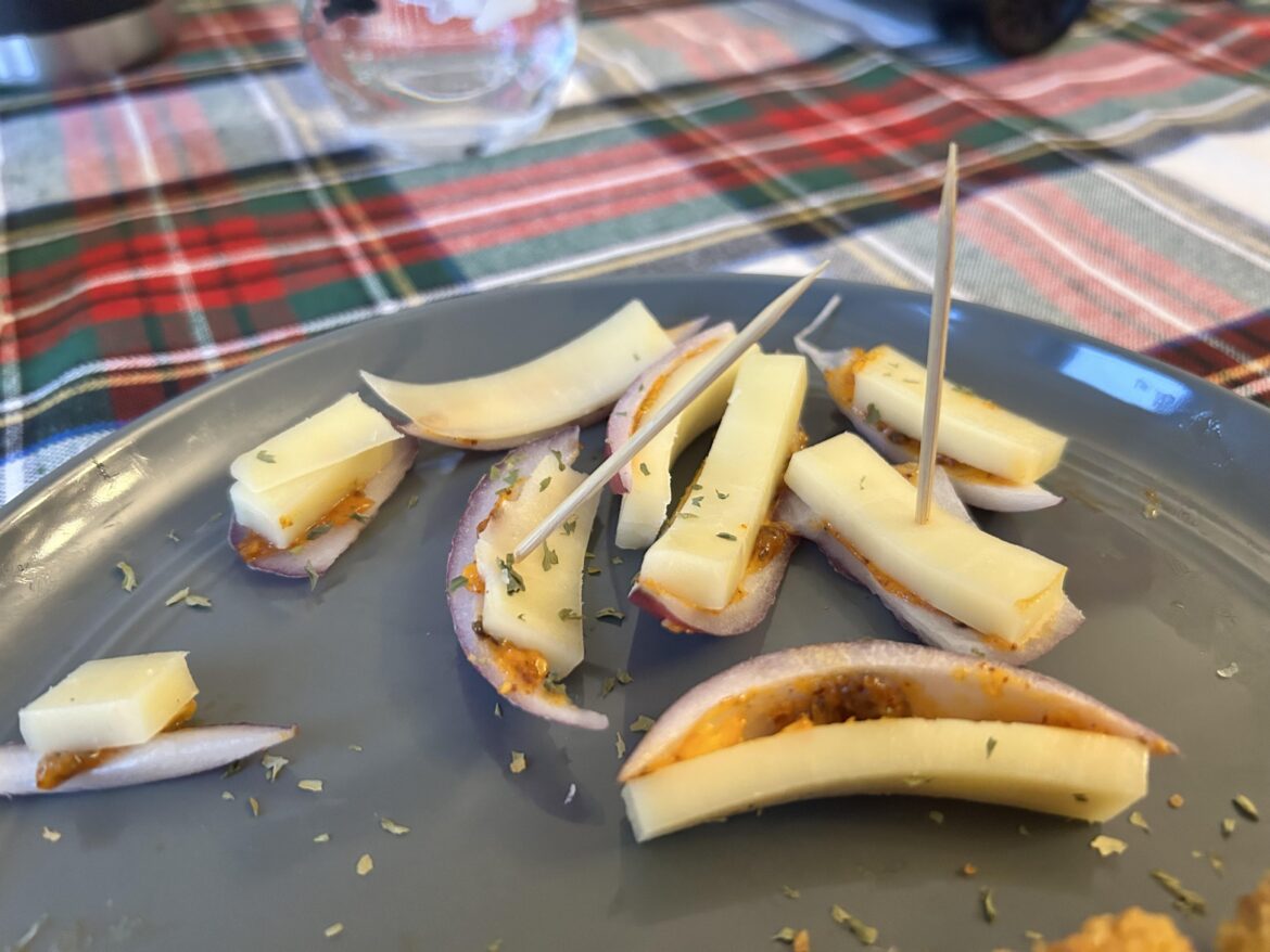 Mid-afternoon snack! Cheddar and red onion with Lao Gan Ma chilli crunch butter