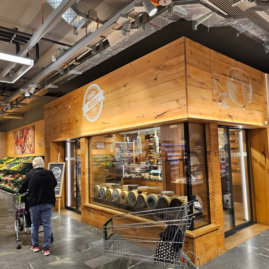 Cheeses in an average supermarket in Switzerland (pic 4: cheese tasting anyone?)