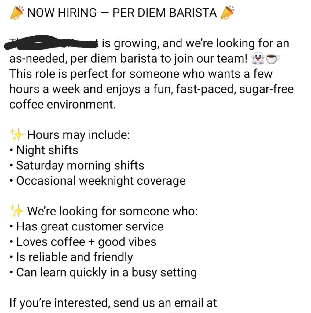 Is a per diem barista a thing?