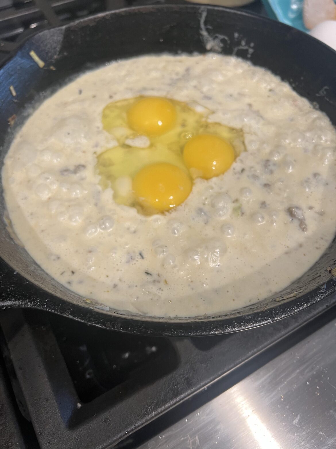 Next Day Eggs on Sausage Gravy