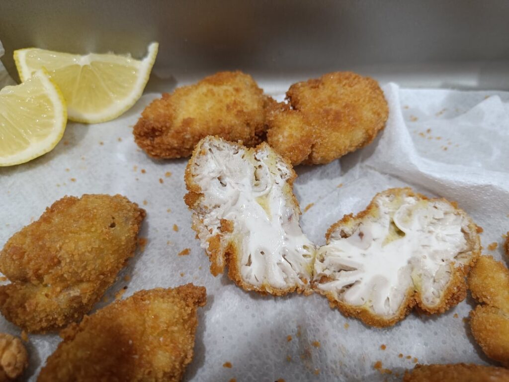 Fried veal brains part of the Piedmontese mixed fried food