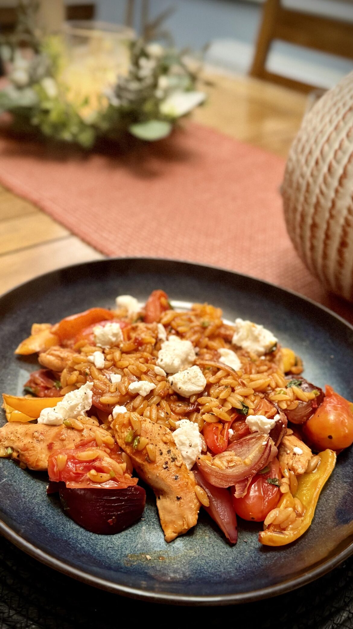 [Homemade] Chicken, Pepper & Goats Cheese Orzo
