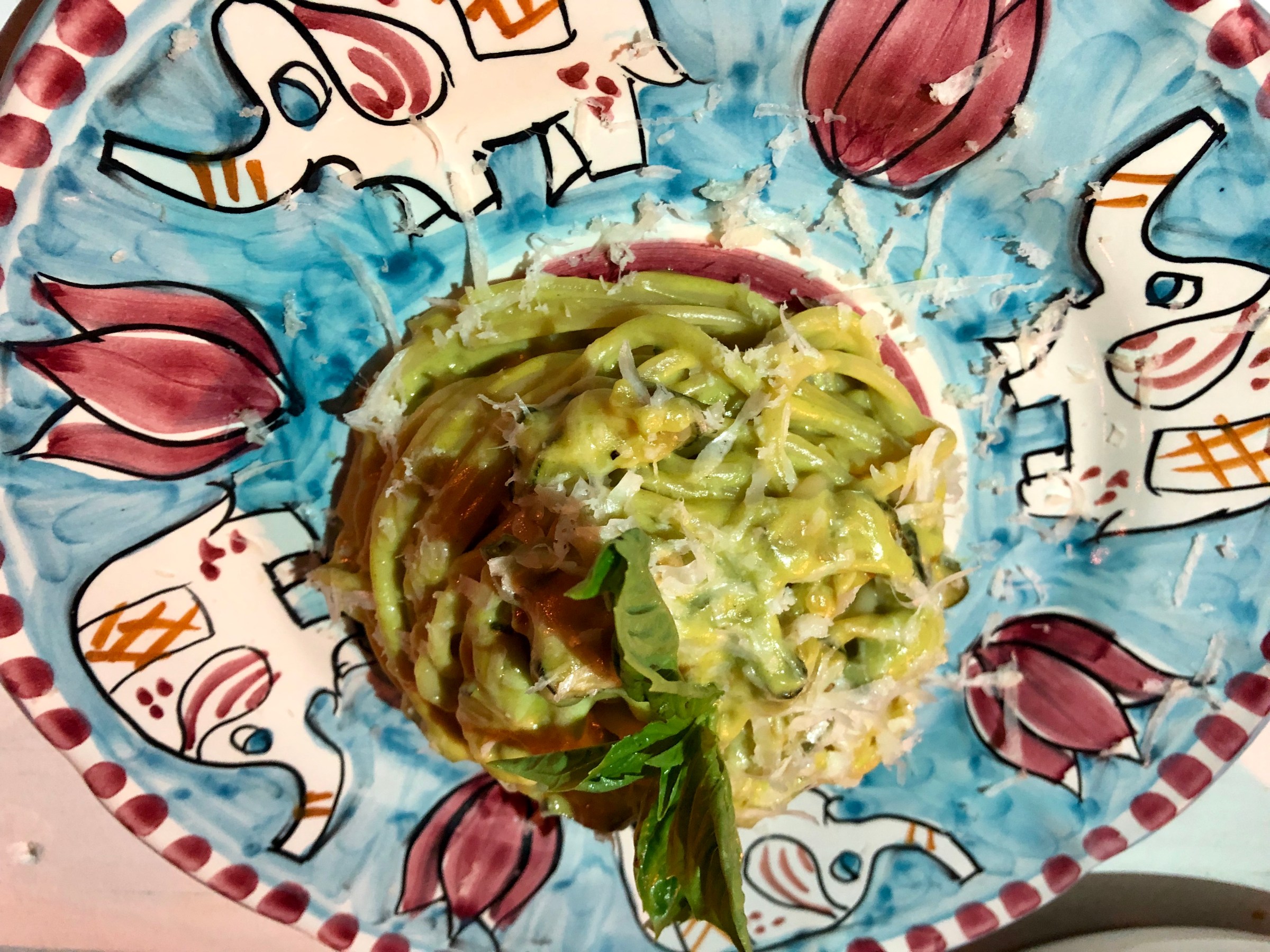 Spaghetti nerano tossed in a zucchini sauce with fresh mint and pecorino cheese.