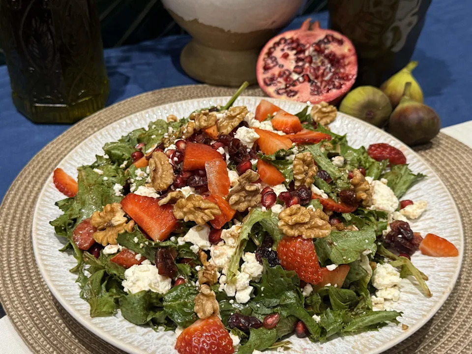 The Pom Berry Salad from Urban Olive Mediterranean features a dressing made with pomegranate, blueberry and cherry molasses.