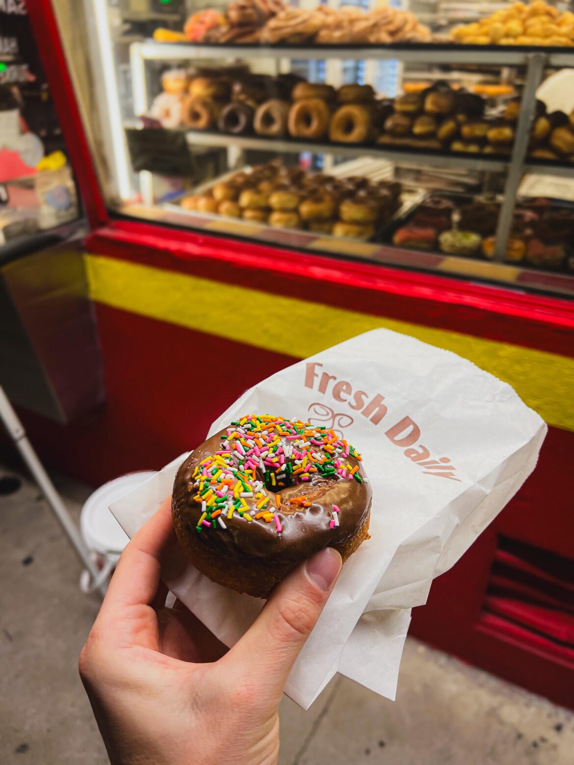 Hot from the fryer at Donut Hut