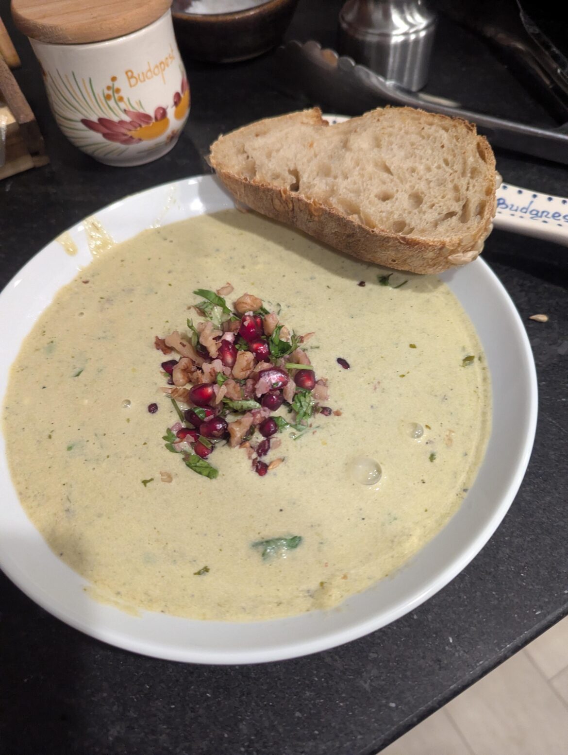 Poblano pepper cream soup