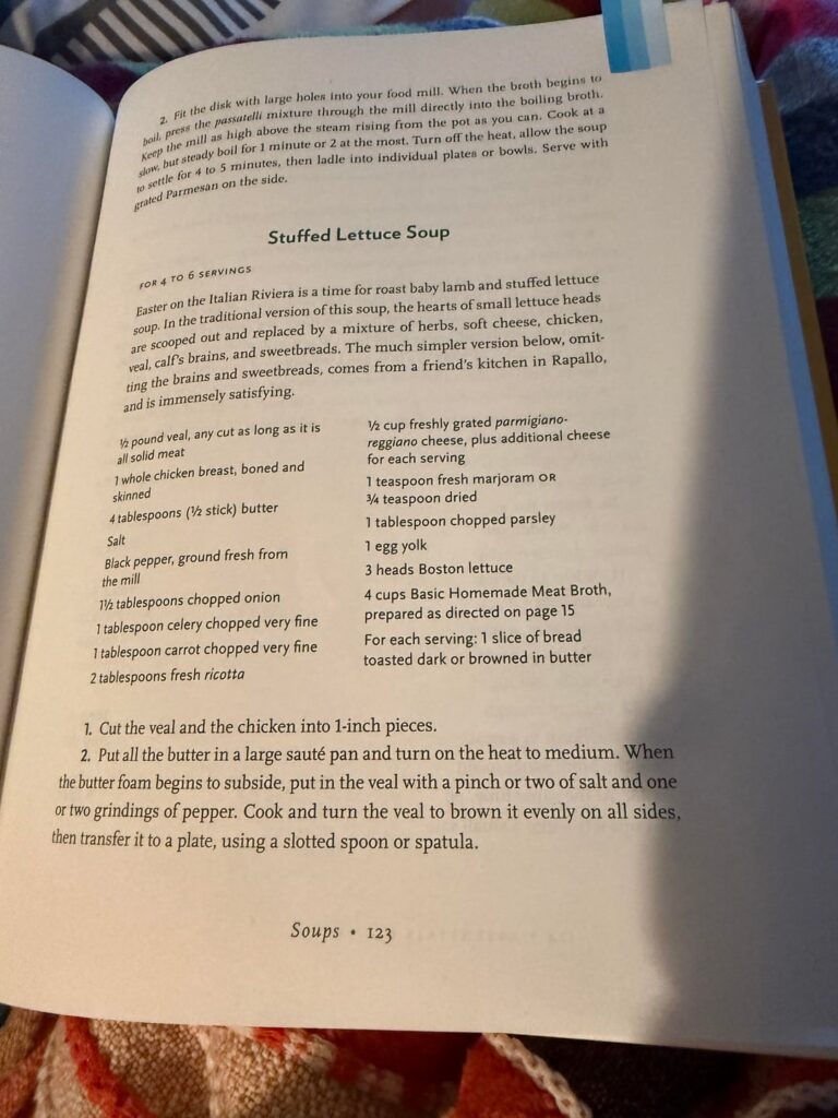 SOS page of Essentials of Italian Cooking by Marcella Hazan cookbook is messed up