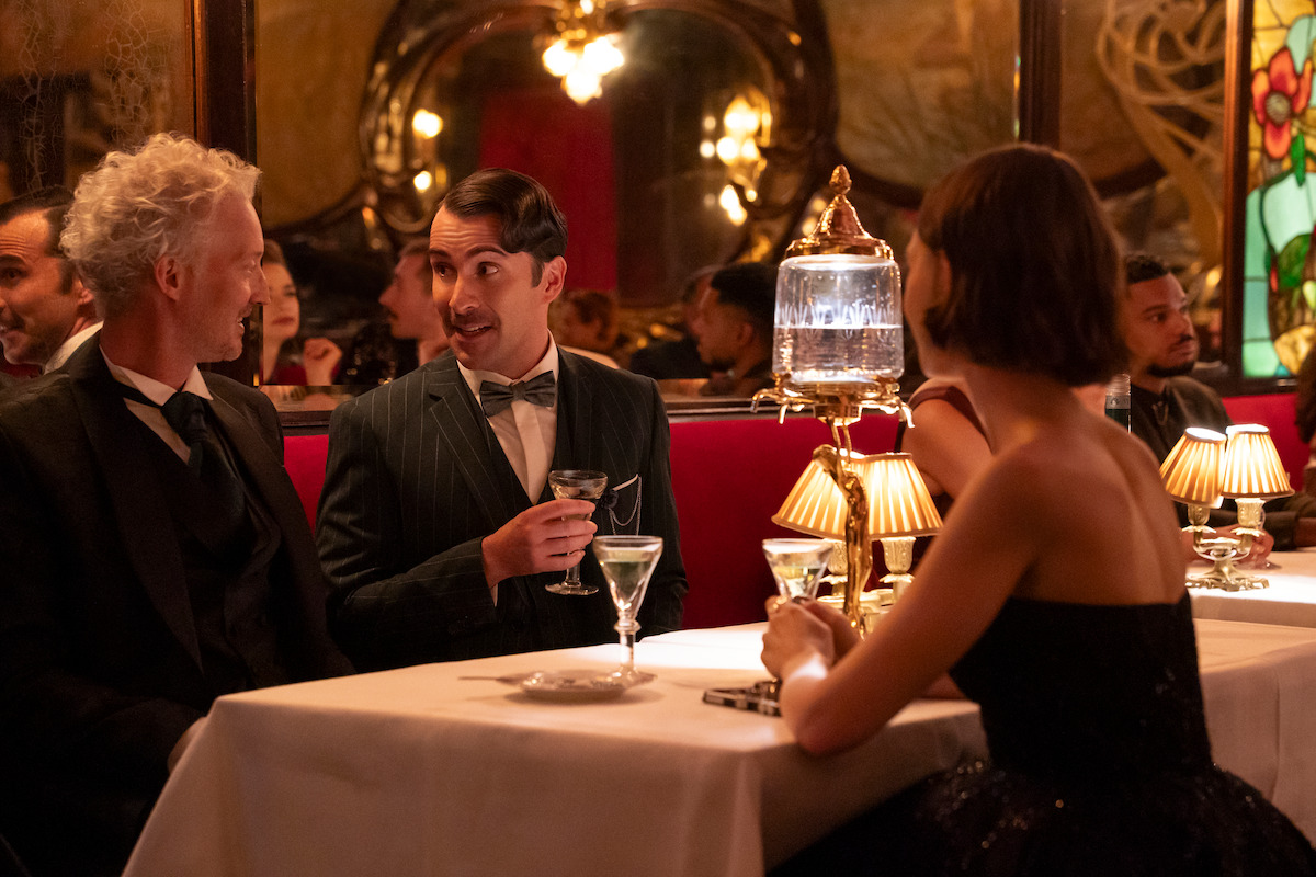 Bruno Gouery as Luc, Thomas Poitevin as Pascal and Lily Collins as Emily in ‘Emily in Paris’ Season 5.