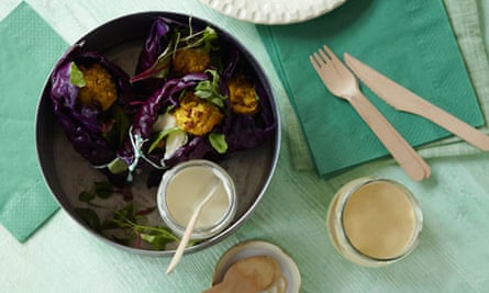 Baked saffron falafel