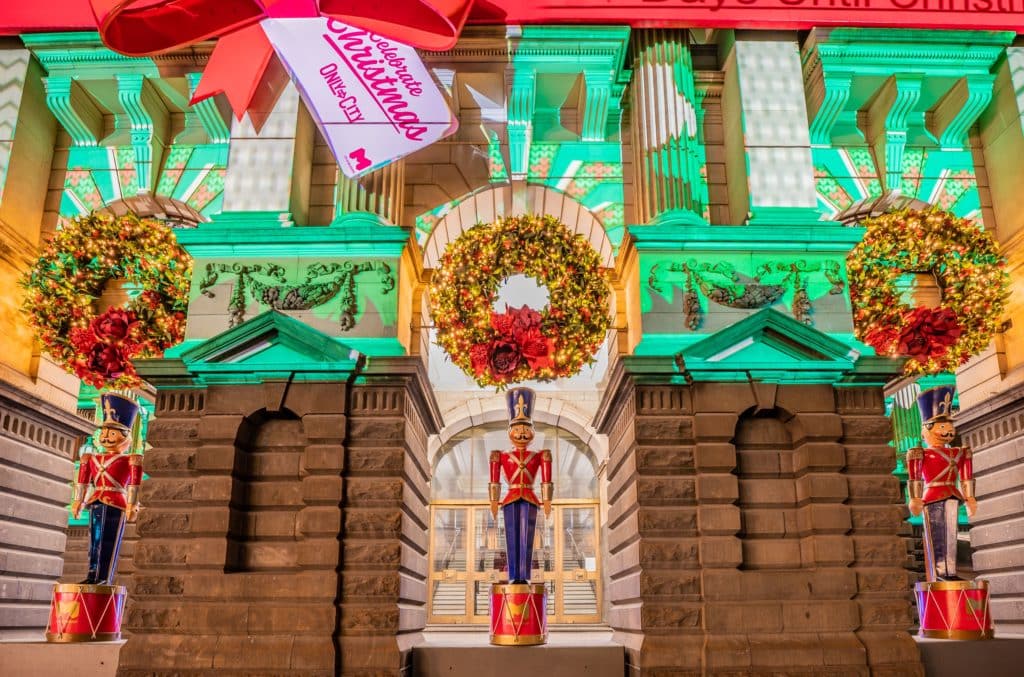 Christmas decorations at Melbourne Town Hall