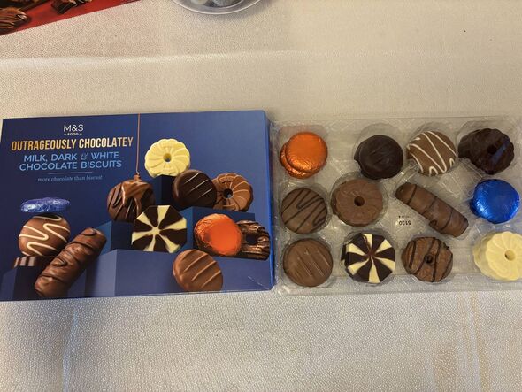 M&S Outrageously Chocolatey Milk, Dark and White Chocolate Biscuits