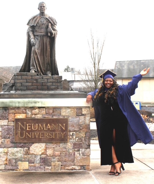 Breyonna Conner of Aston will graduate from Neumann University on Wednesday with a B.S. in biology, four years ahead of most students her age. (COURTESY OF DIVINE + PARTNERS)