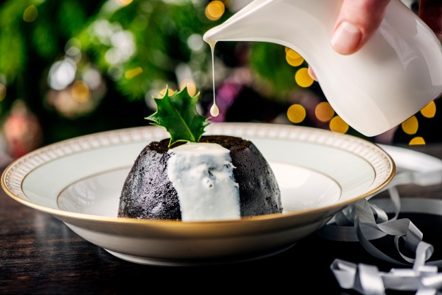 Christmas Pudding With a Brandy Butter White Sauce