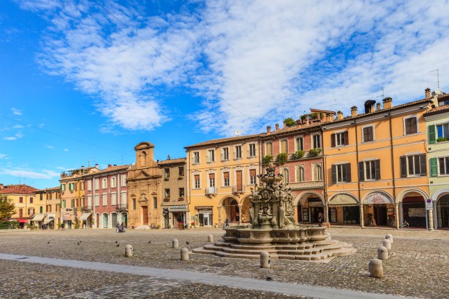 The Piazza del Popolo in Cesena, Italy.