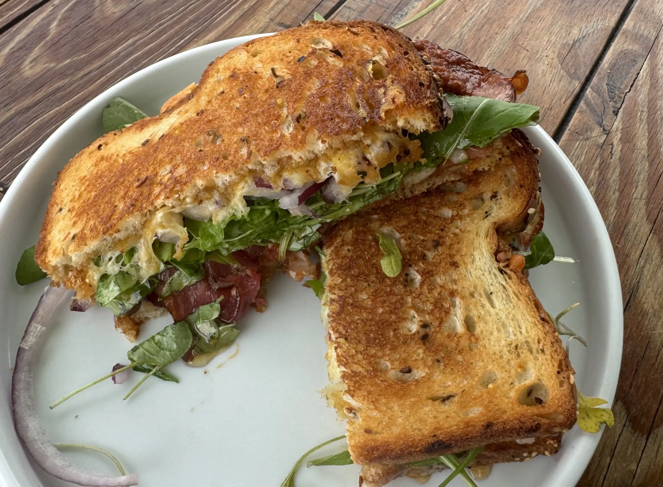 Food from San Diego restaurant Smallgoods Cheese Shop & Cafe in La Jolla featuring their Sobrasada Sando
