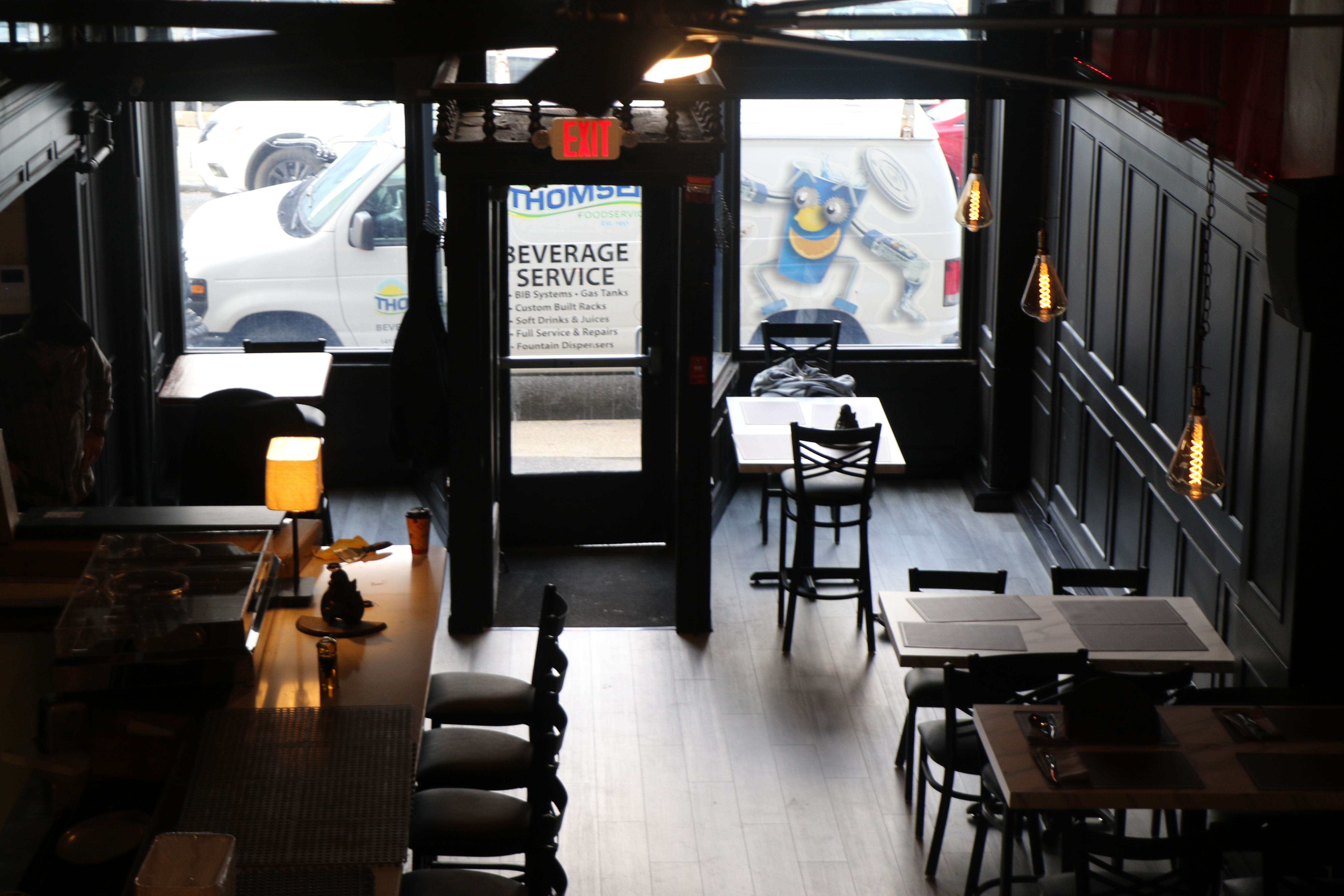 Vantage-point view from Osteria's 2nd-floor balcony seating.