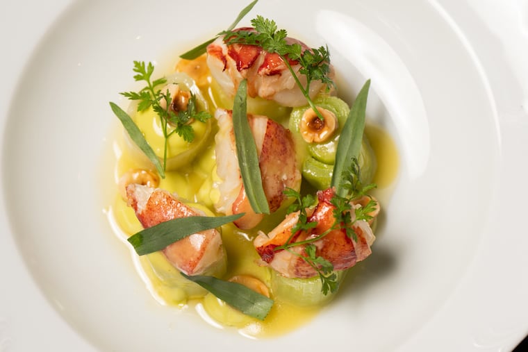 the leeks with lobster and hazelnuts at My Loup, located at 2005 Walnut St, in Philadelphia, November 24, 2025.
