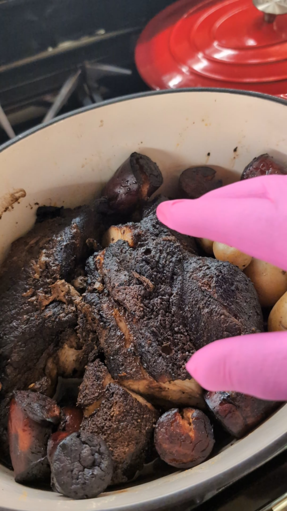 I feel like a genius for throwing in some kielbasa and potatoes while my pork rendered.