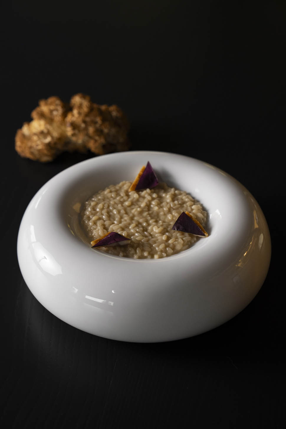 Pasta Risotto Napoletano con salsa Worcester anguilla affumicata e cavolfiore