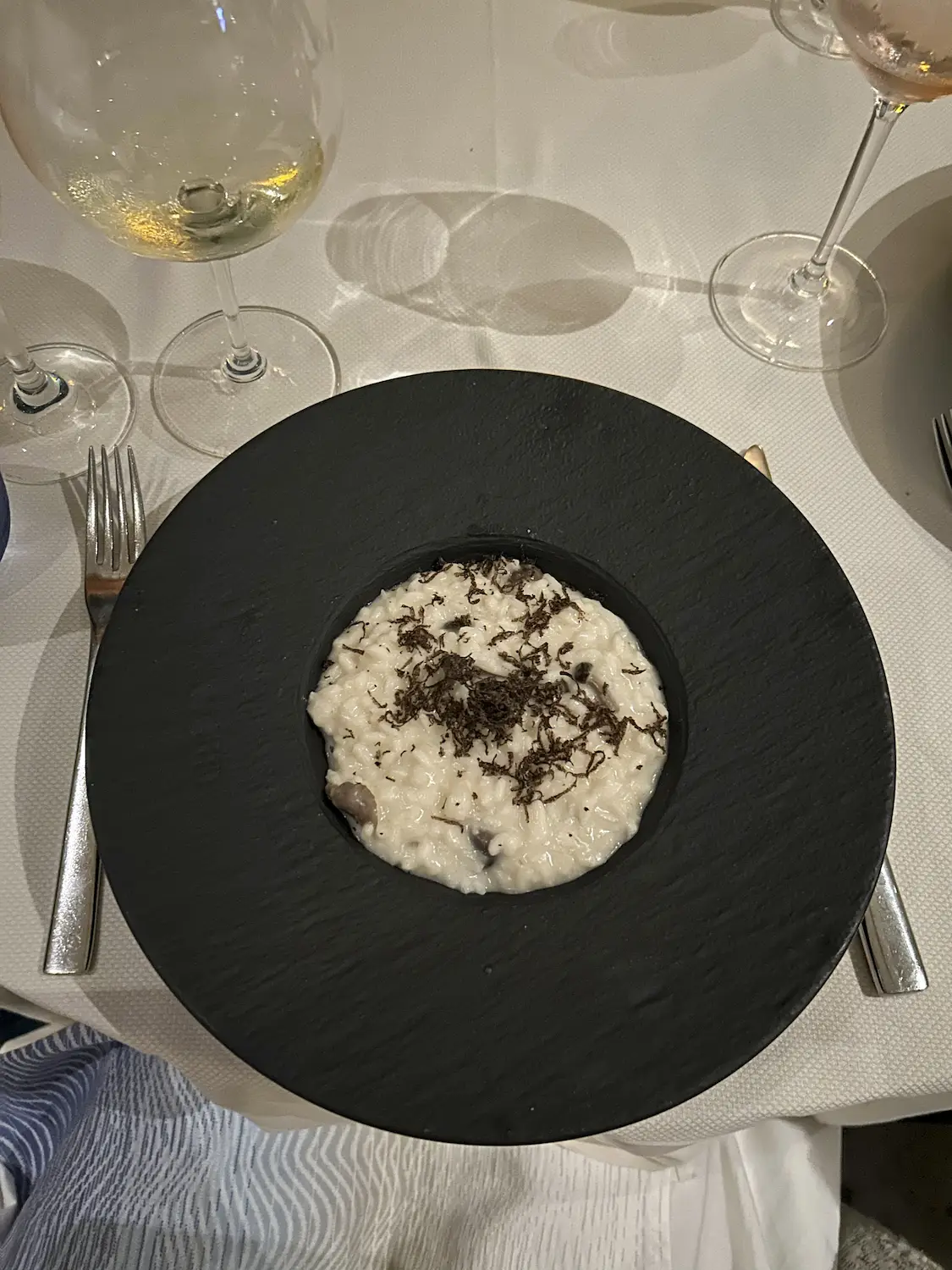 Food from San Diego restaurant The Marine Room in La Jolla featuring their Rissotto