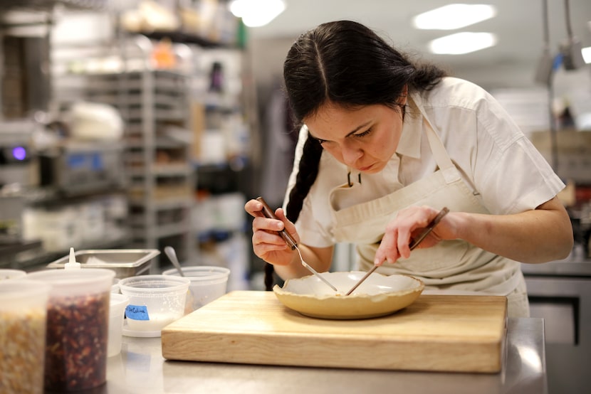 Olivia López tests a recipe for her coming-soon tasting room in Dallas.