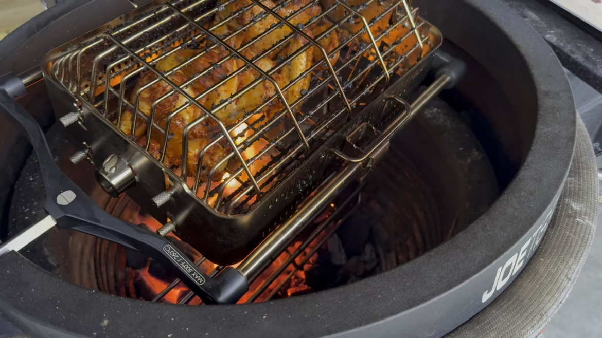 Trying wings for the first time on the tisserie