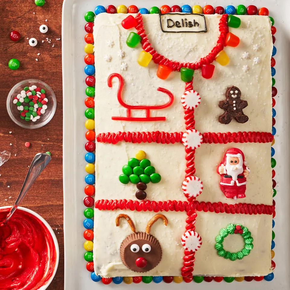 cake decorated like an ugly christmas sweater