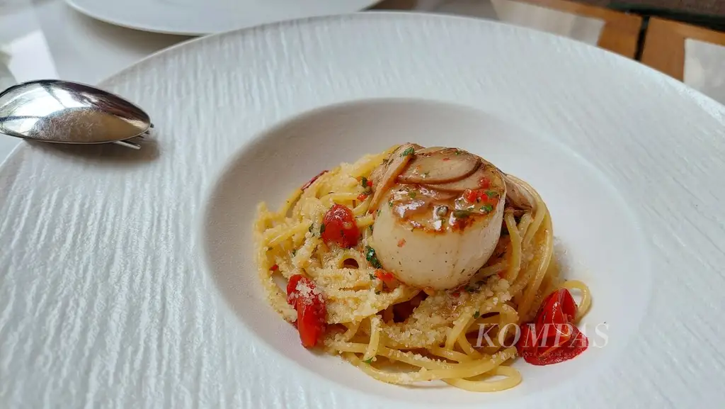 Spaghetti Aglio e Olio menu at Joelle, in the Senopati area, South Jakarta, Saturday (11/10/2025),