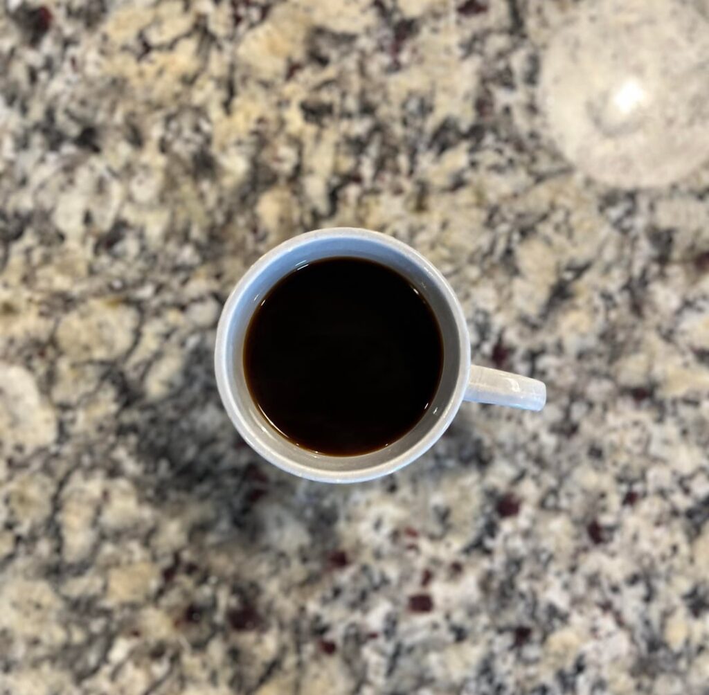 The best cup of coffee at home, before making pecan pie