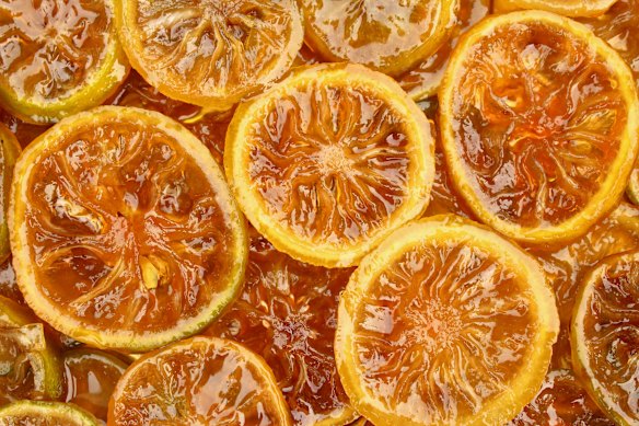 Use candied lemon slices as an edible garnish for desserts and cakes.