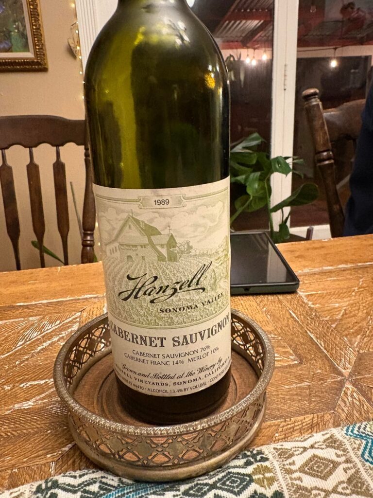 1989 Hanzell cab blend. A pleasant surprise.