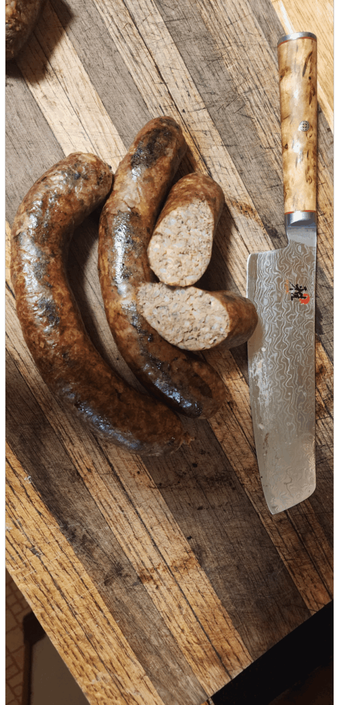 Smoked venison boudin