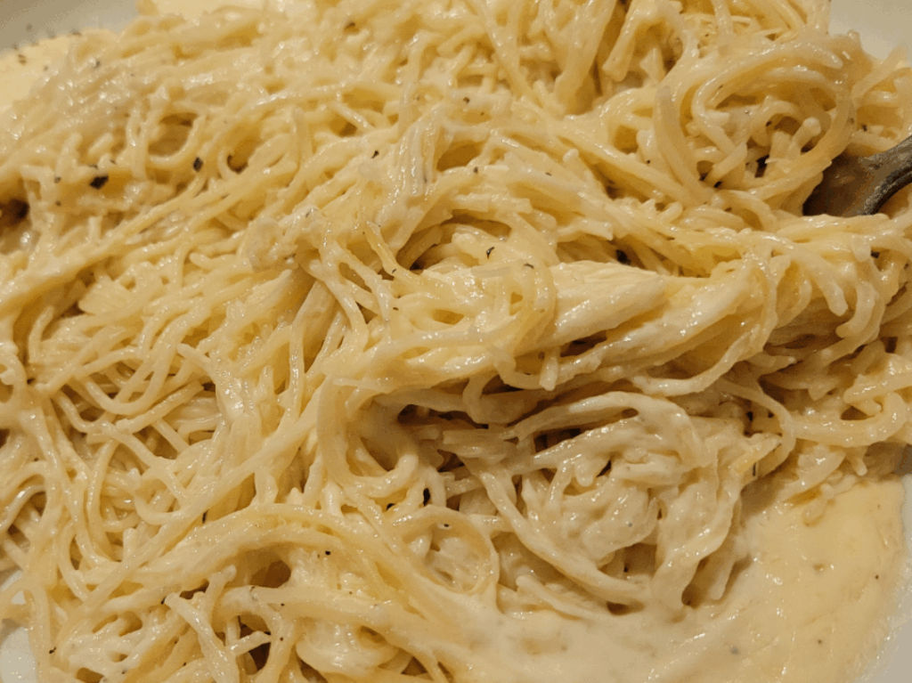 Alfredo on angel hair.