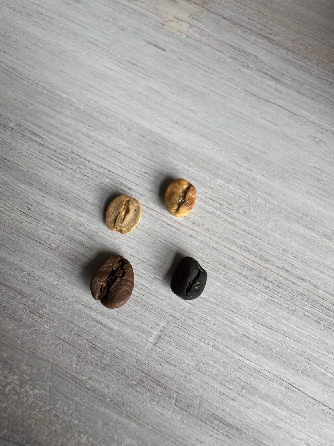 Medium roast from a local shop ranged from green to charcoal