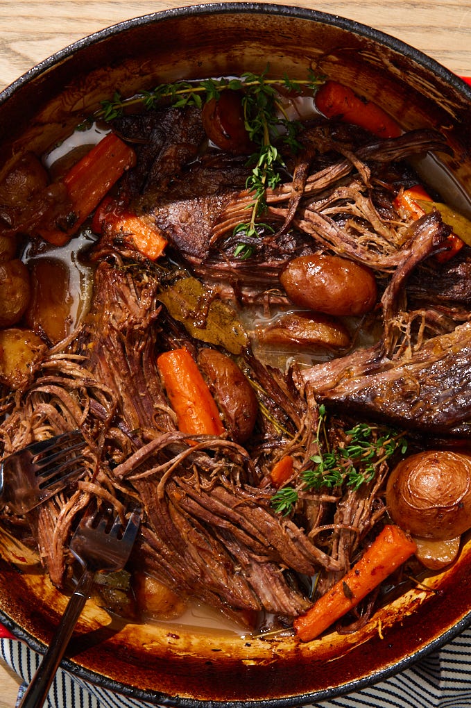 apple cider braised brisket with carrots and potatoes