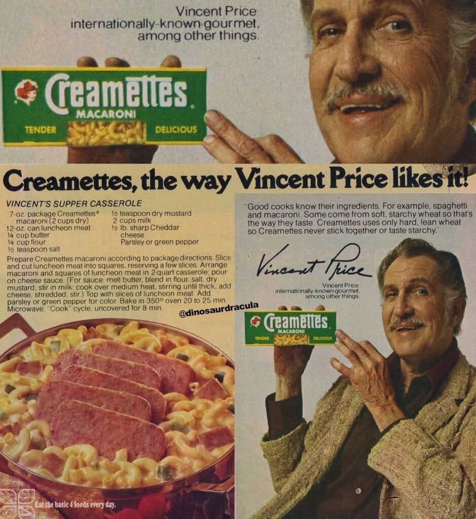 Vincent Price's Supper Casserole (macaroni and cheese and spam)