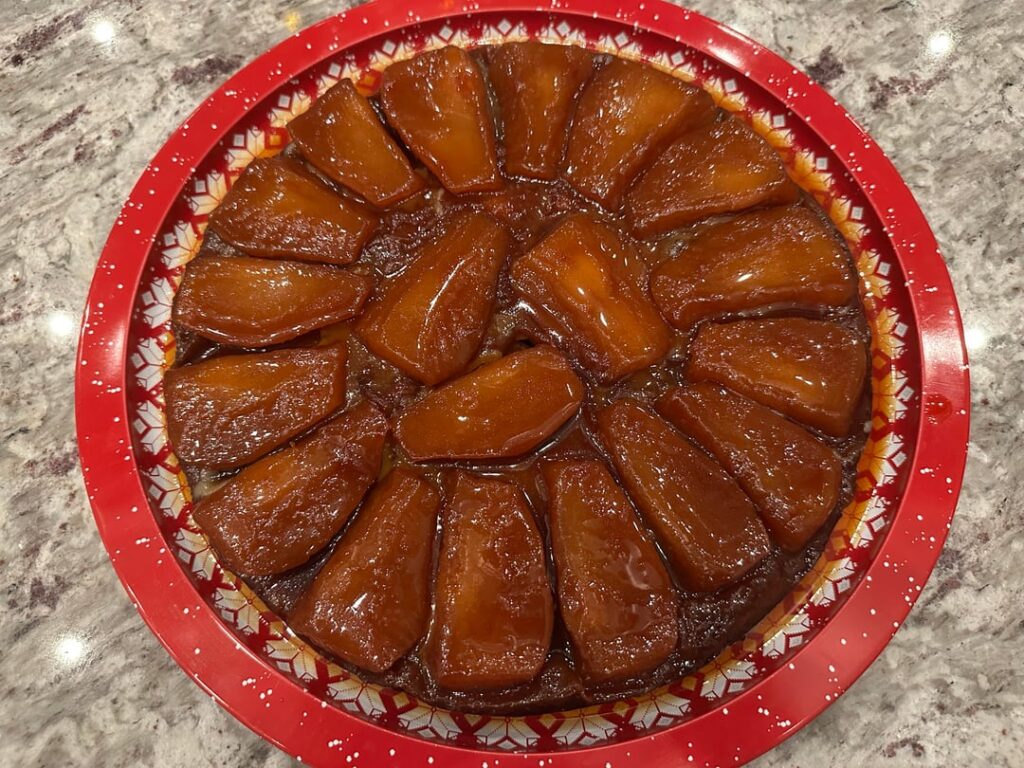 Pear tarte tatin and shallot tarte tatin