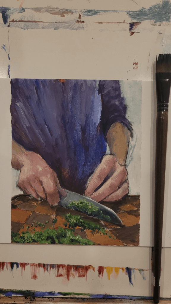 Lil painting of Chivelord cutting chives