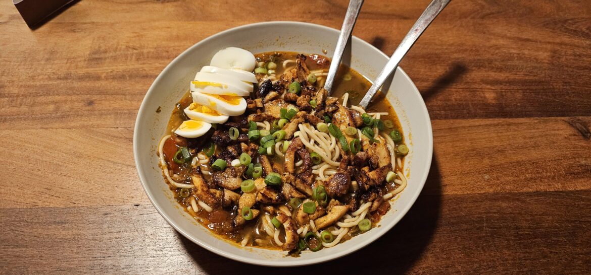 My first homemade ramen with a szechuan chicken broth.