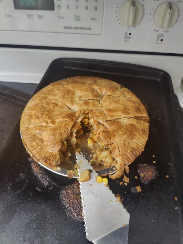 My grandpa made me a vegan pot pie because he loves me