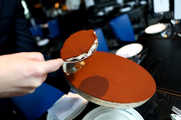 Tiramisu is scooped tableside.