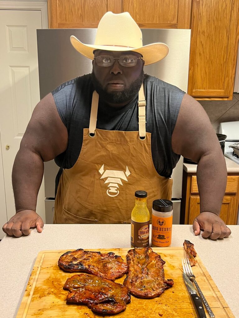 The Pit Specialist: Pork steaks and Oxtails with Lima beans and rice