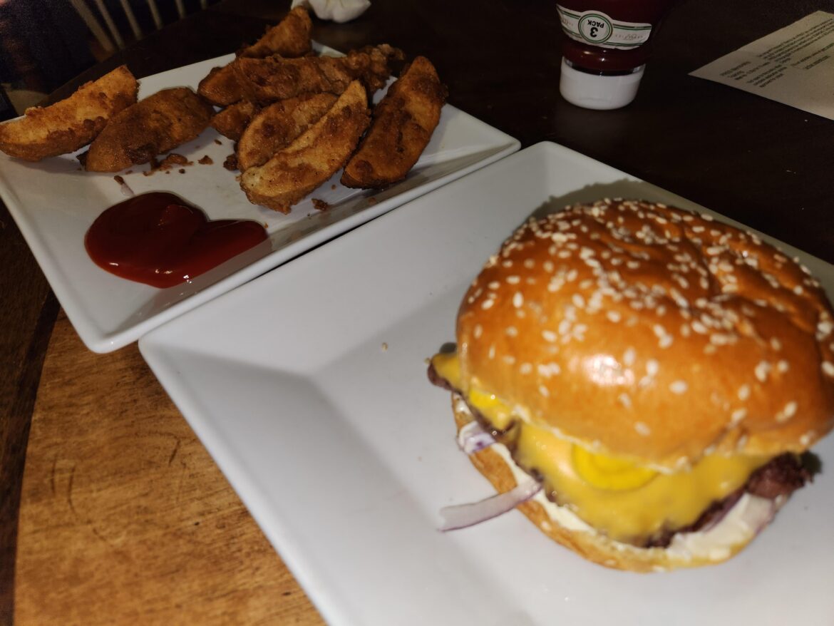 American Cheese, Red Onion, Duke's, Mustard. Simplicity