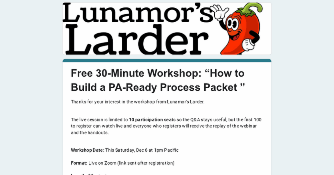 Free workshop: How to Build a PA-Ready Process Packet