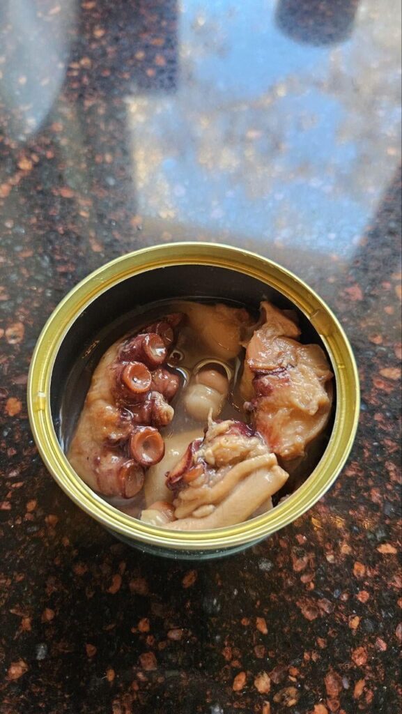 Smoked octopus, right out of the can. Lunch of champions.