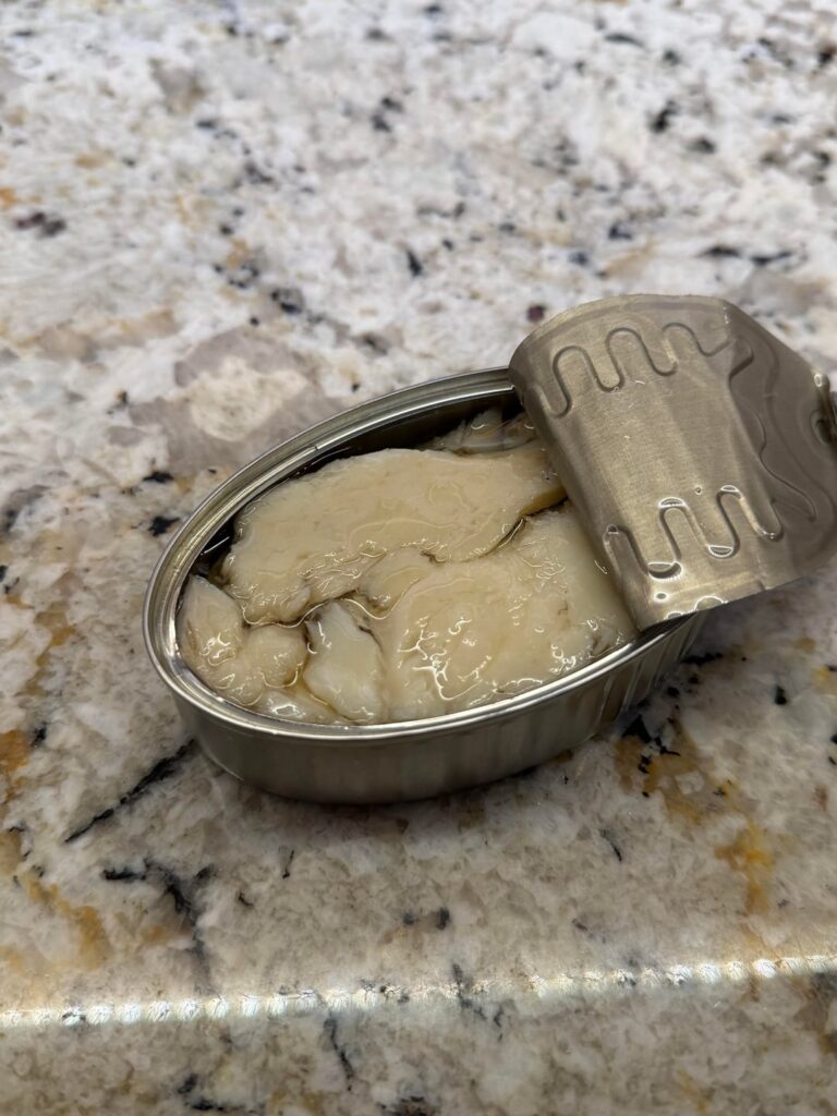 This was so incredibly fresh, flaky, light, and delicious! La Barca wild cod in olive oil. I will 110% be getting another tin of this, and elevating it next time.