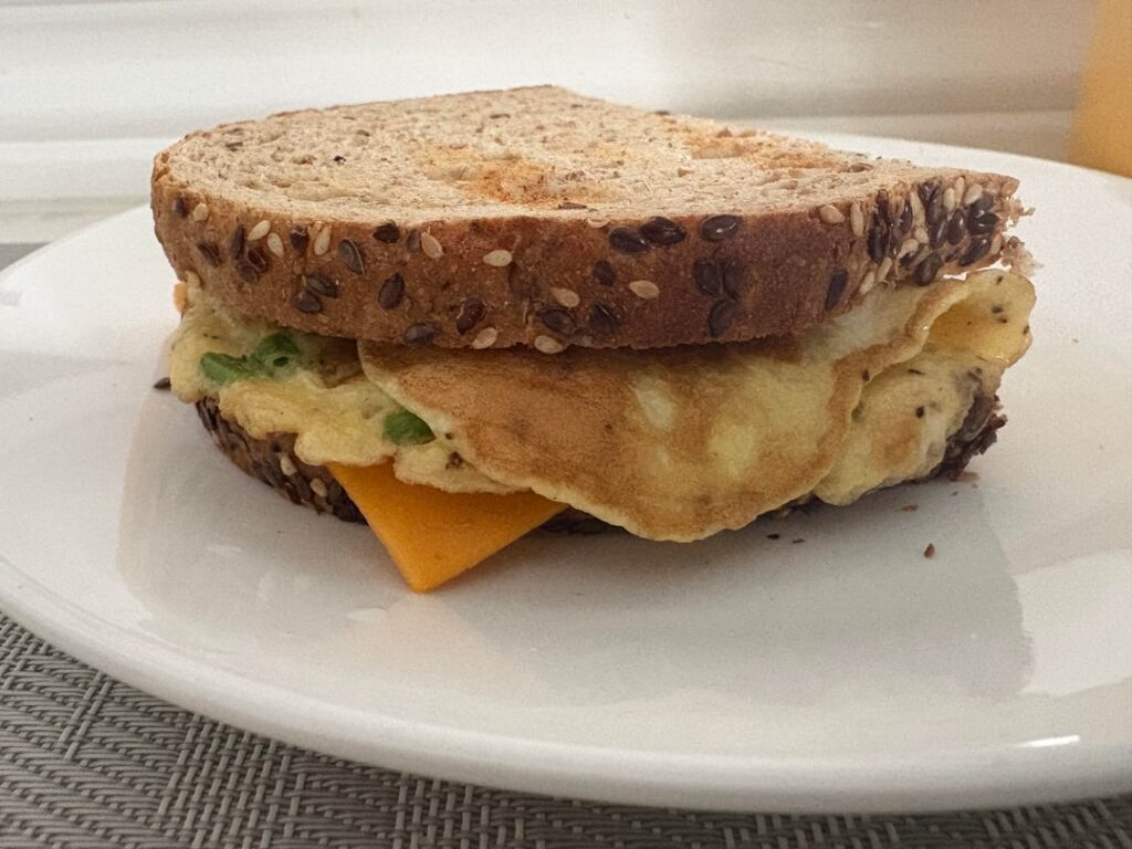 Western omelette and pancake with a cup of chai!